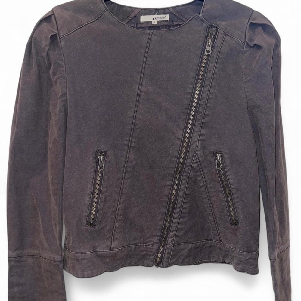 Women's Asymmetrical Zipper Jacket - Brown
